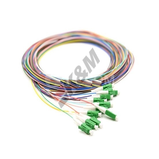 12 vezels LC/APC enkelvoudige modus kleurgecodeerde Fiber Optic Pigtail